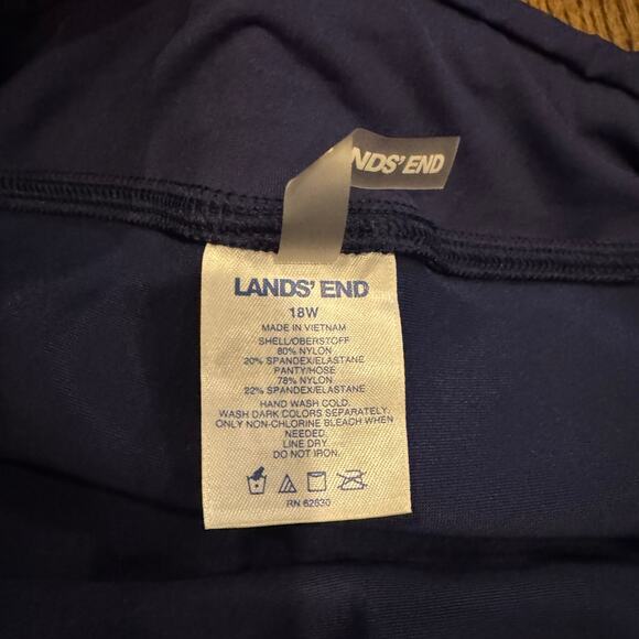 Lands End Women Navy Blue  Swim Suit Shorts Attached Brief Pockets Plus Size 18W - Picture 6 of 7